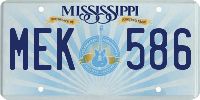 MS license plate MEK586