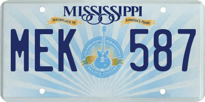 MS license plate MEK587