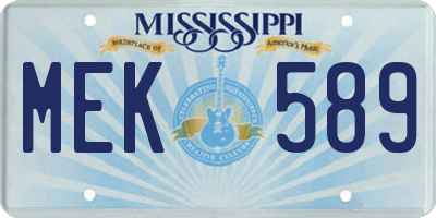 MS license plate MEK589