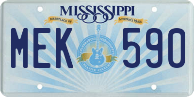 MS license plate MEK590