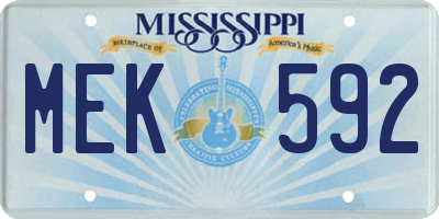 MS license plate MEK592