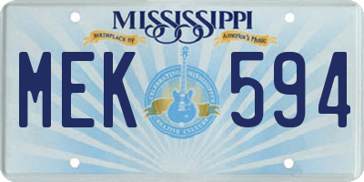 MS license plate MEK594
