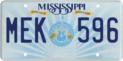 MS license plate MEK596
