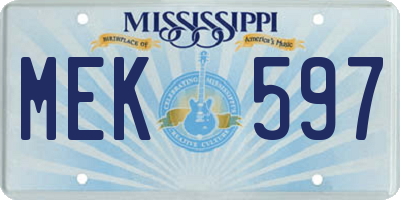 MS license plate MEK597