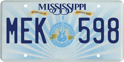 MS license plate MEK598