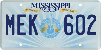 MS license plate MEK602