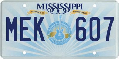 MS license plate MEK607