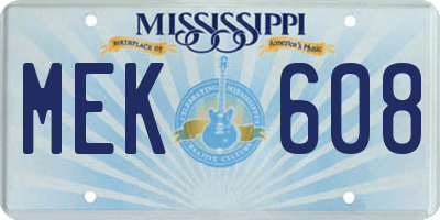 MS license plate MEK608