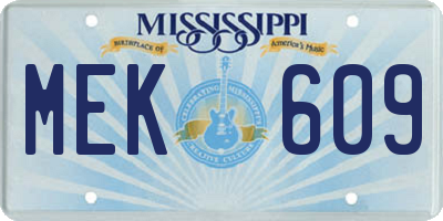 MS license plate MEK609