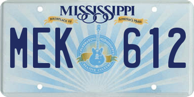 MS license plate MEK612