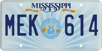 MS license plate MEK614