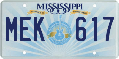 MS license plate MEK617