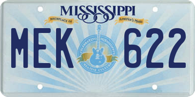 MS license plate MEK622