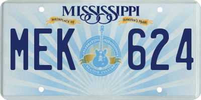 MS license plate MEK624