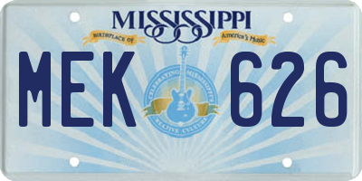 MS license plate MEK626