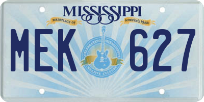MS license plate MEK627