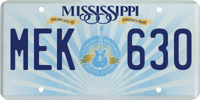 MS license plate MEK630