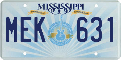 MS license plate MEK631