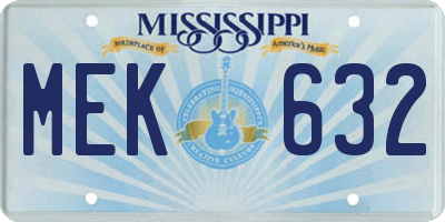 MS license plate MEK632