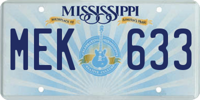 MS license plate MEK633
