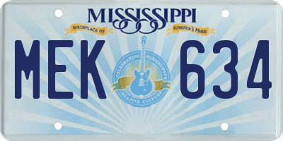 MS license plate MEK634
