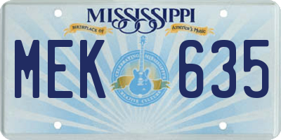 MS license plate MEK635
