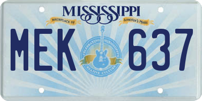 MS license plate MEK637