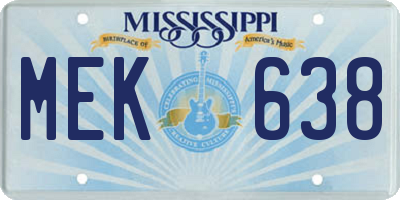MS license plate MEK638