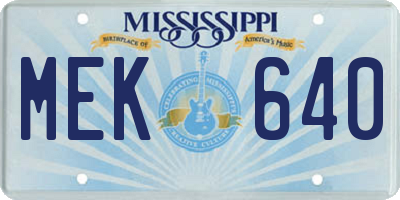 MS license plate MEK640