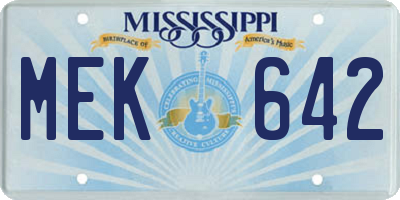 MS license plate MEK642