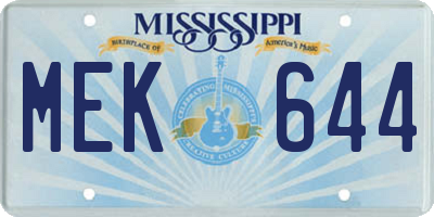 MS license plate MEK644