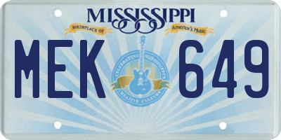 MS license plate MEK649