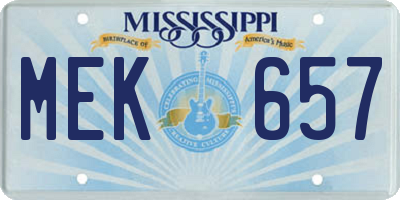 MS license plate MEK657