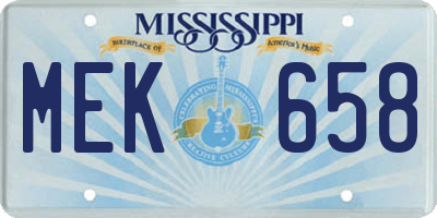 MS license plate MEK658