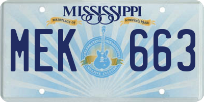 MS license plate MEK663