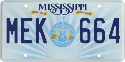 MS license plate MEK664