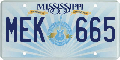 MS license plate MEK665