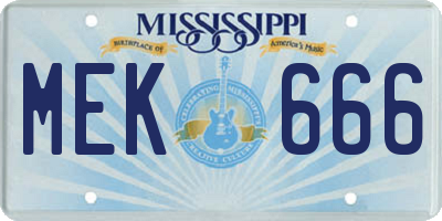 MS license plate MEK666