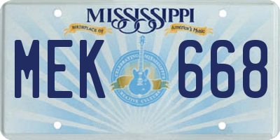MS license plate MEK668