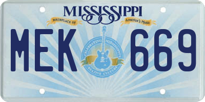 MS license plate MEK669
