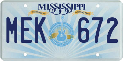 MS license plate MEK672