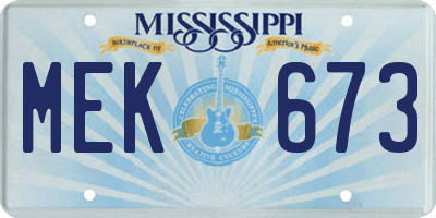 MS license plate MEK673