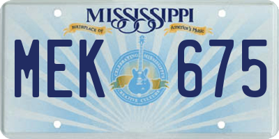 MS license plate MEK675