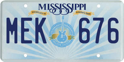 MS license plate MEK676