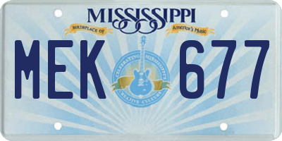 MS license plate MEK677