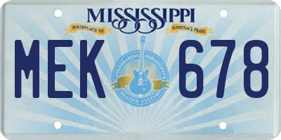 MS license plate MEK678
