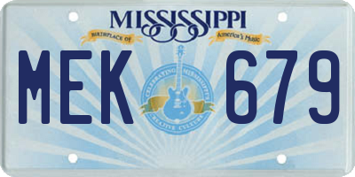 MS license plate MEK679