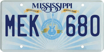 MS license plate MEK680