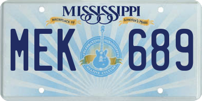 MS license plate MEK689