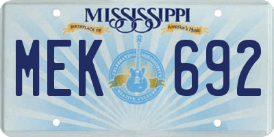 MS license plate MEK692